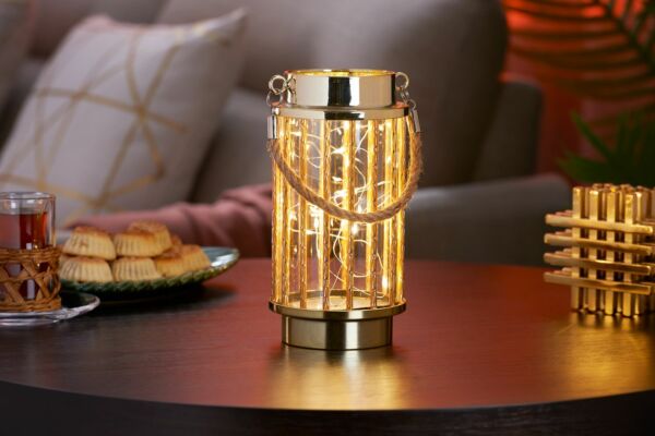 فانوس مع ضوء ليد جونينث - ذهبي