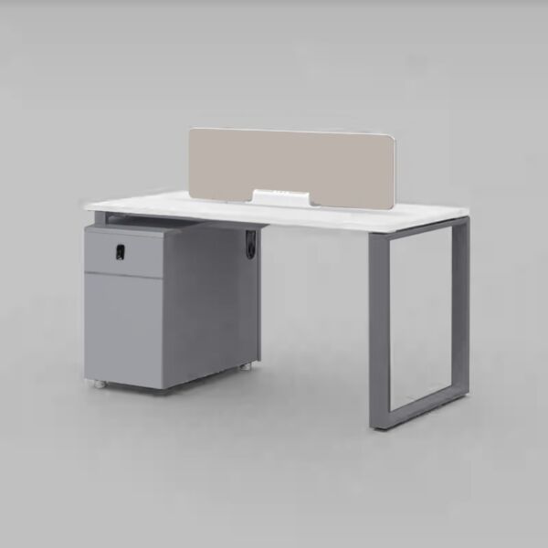 مكتب عمل لشخصين مع قاطع ارجوا - فضي وابيض