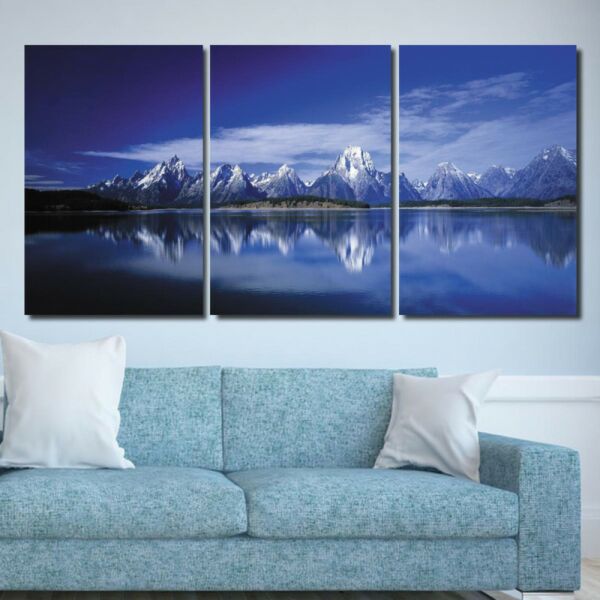 لوحة جدارية فنية بتصميم بحيرة - ثلاث قطع  - مقاس 120x60 سم