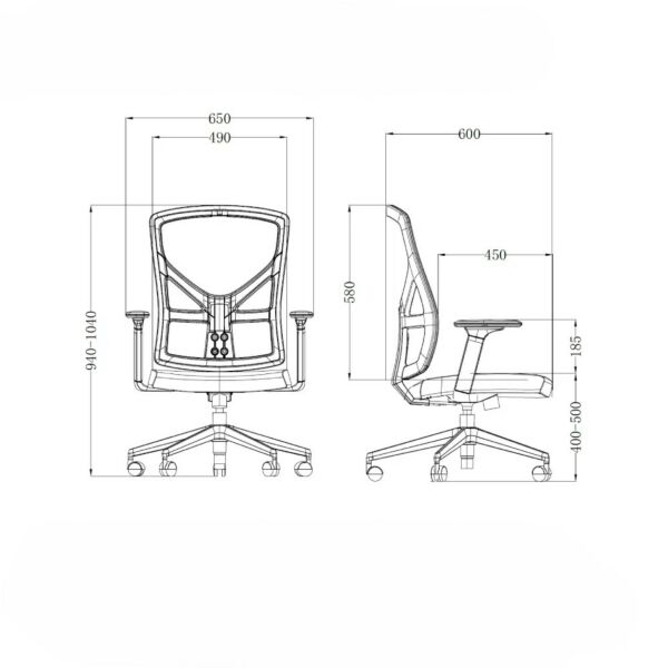 كرسي مكتب متحرك ويندي - اسود