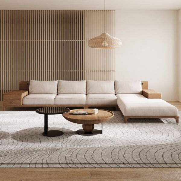 كنب زاوية بمساحة تخزين سيكشينال - بيج