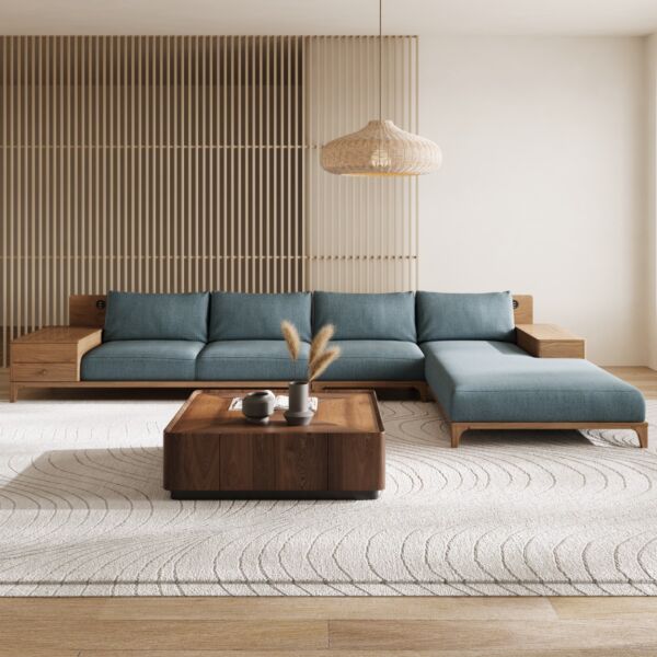 كنب زاوية بمساحة تخزين سيكشينال- أزرق