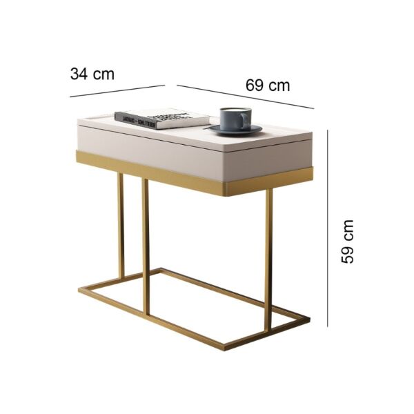 طاولة جانبية كلارينس - كريمي وذهبي