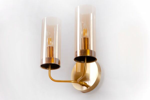 إنارة جدارية مودرن لمبتين زجاج إي 14