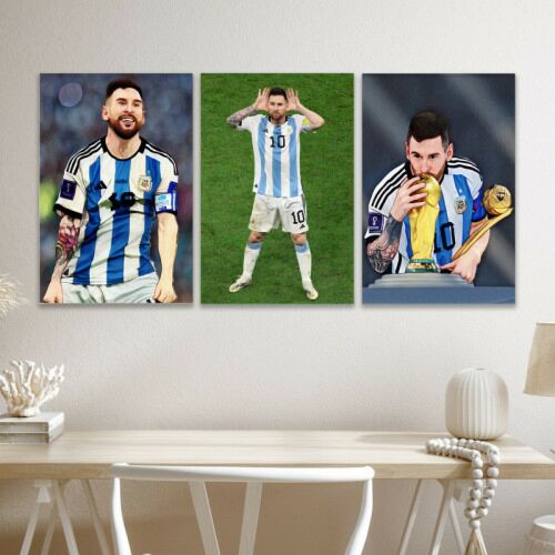 لوحة جدارية فنية بتصميم رياضة ليو - ثلاث قطع - مقاس 120x60 سم