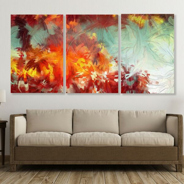طقم لوحات جدارية فنية زورا بتصميم تجريدي 3 قطع - متعدد الالوان