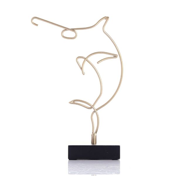 تحفة فنية معدنية على شكل دولفين بتصميم أنيق و معاصر لون بيج 