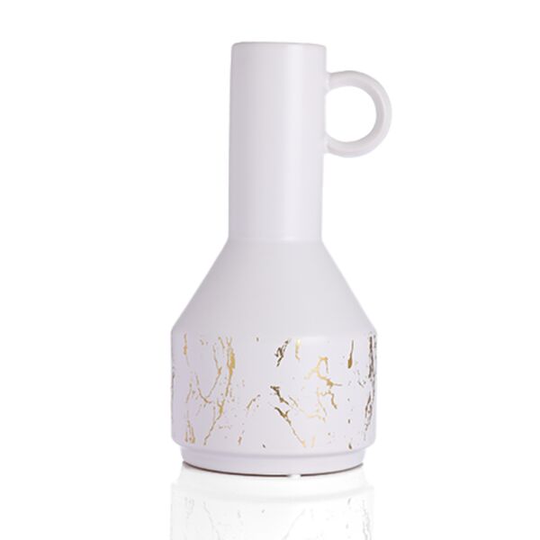 حوض من الفخار الأخاذ على شكل أبريق مع نقوش لون أبيض 