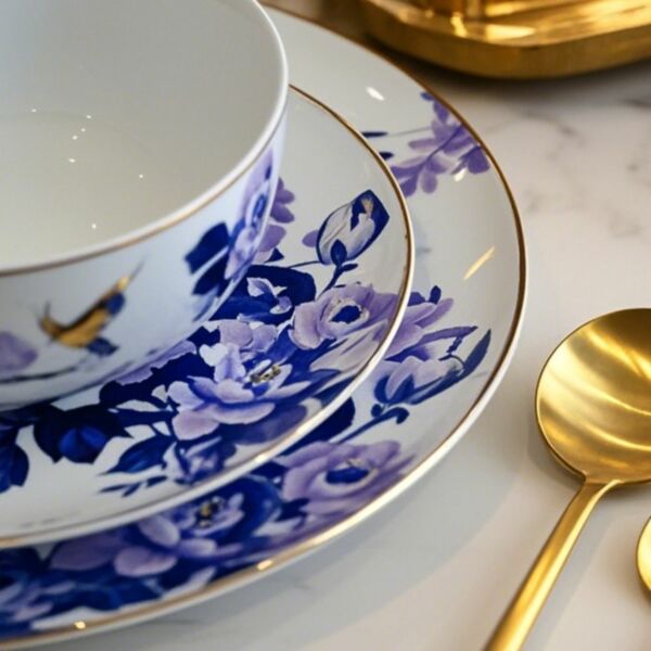 طقم صحون عشاء فلورال 12 قطعة - متعدد الألوان