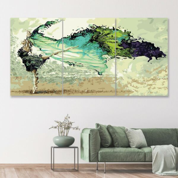 طقم لوحات جدارية فنية لتزين الحائط بتصميم عصري دانسر - ثلاث قطع