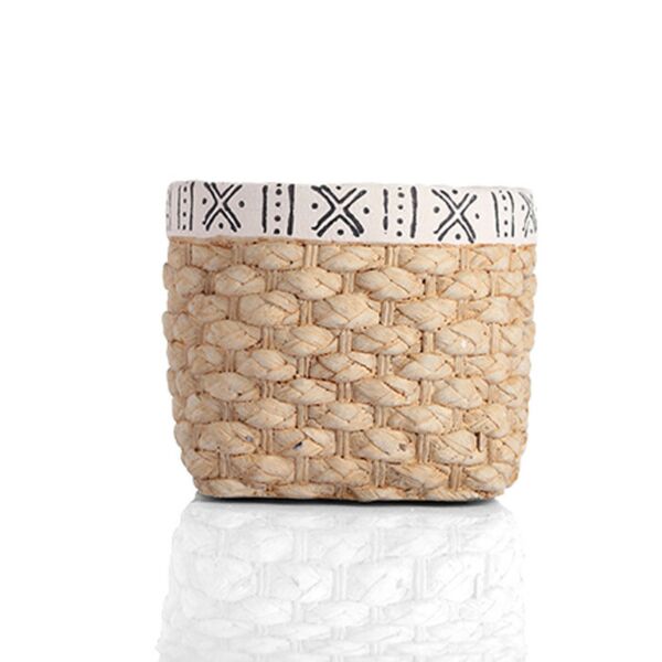 حوض من الفخار بتصميم أخاذ مع طرف قماشي مزخرف لون بني 