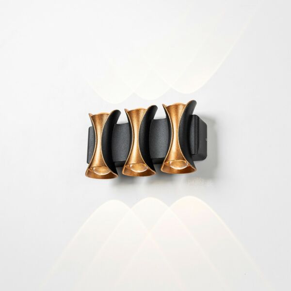 إضاءة جدارية سور لفائف اسود بذهبي 6 لمبات