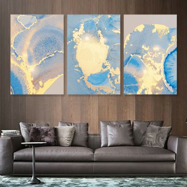 لوحة جدارية فنية بتصميم تجريدي لانا - ثلاث قطع - مقاس 120x60 سم