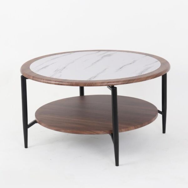 طاولة قهوة دائرية فيسون - بني ومتعدد الالوان