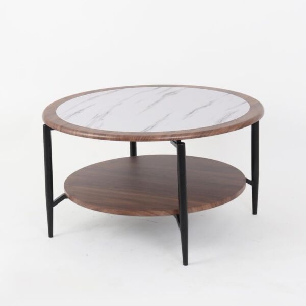 طاولة قهوة دائرية جويدو - بني ومتعدد الالوان