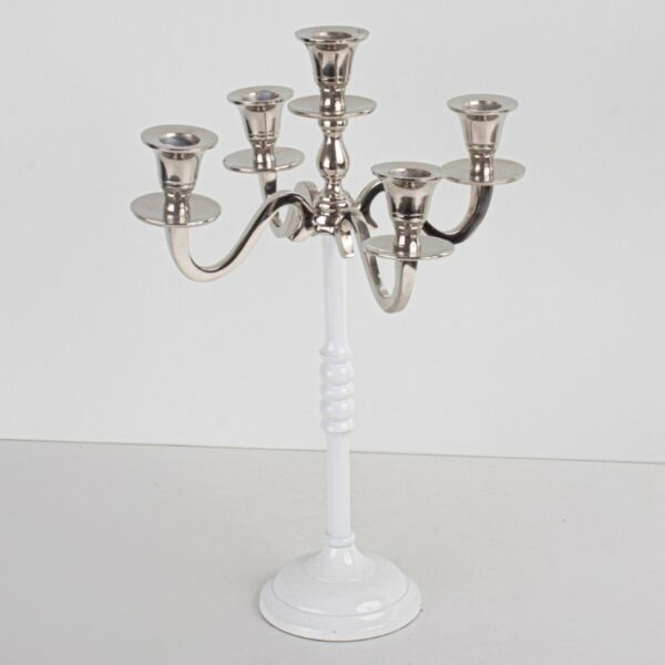 شمعدان خمسة شمعة ابيض مع نيكل