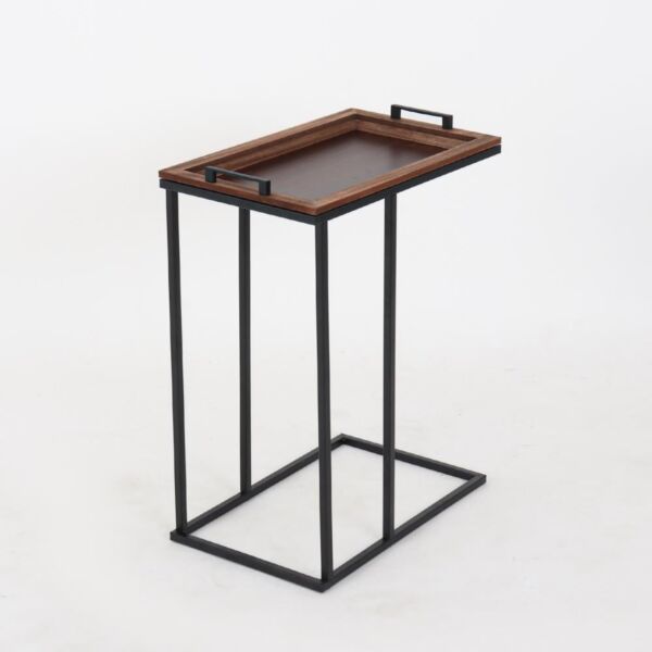 طاولة جانبية بسطح متحرك للتقديم - لون بني