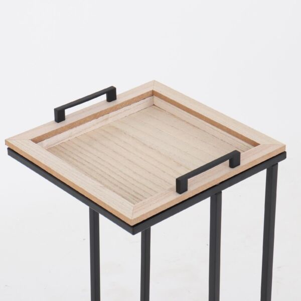 طاولة خدمة بيج بسطح مربع متحرك للتقديم