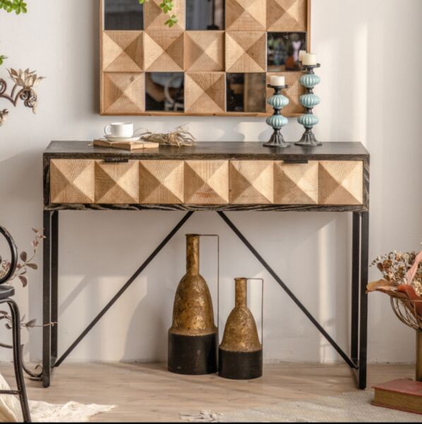 كونسول كوادرا - اسود وخشبي