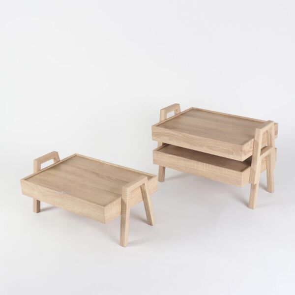 طقم طاولات خدمة خشبي جاكو - بيج