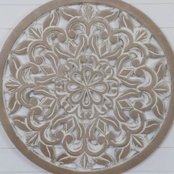 ديكور جداري خشبيي ببرواز أبيض - 48x48 سم