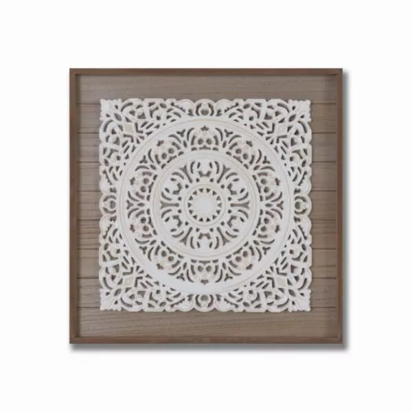 ديكور جداري خشبيي ببرواز بني - 48x48 سم
