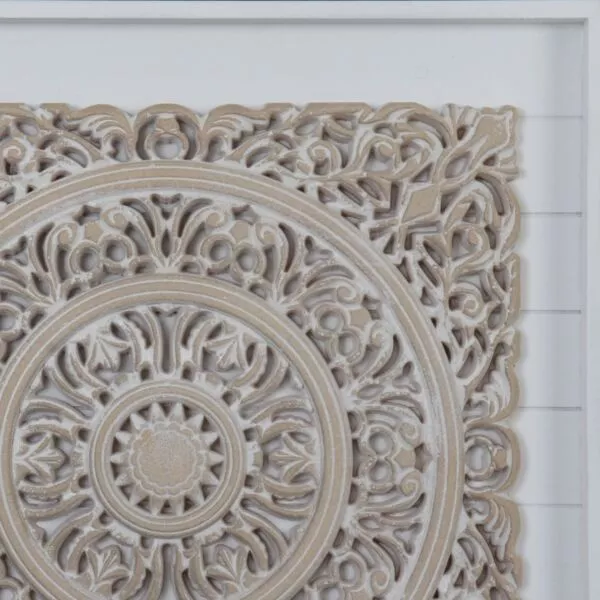 ديكور جداري خشب ببرواز أبيض - 48x48 سم