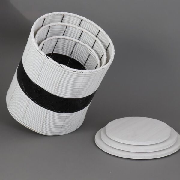 طقم طاولة جانبية خزف بأسطح خشبي لوتو - ابيض واسود