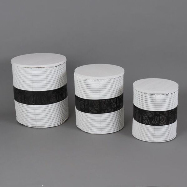 طقم طاولة جانبية خزف بأسطح خشبي لوتو - ابيض واسود