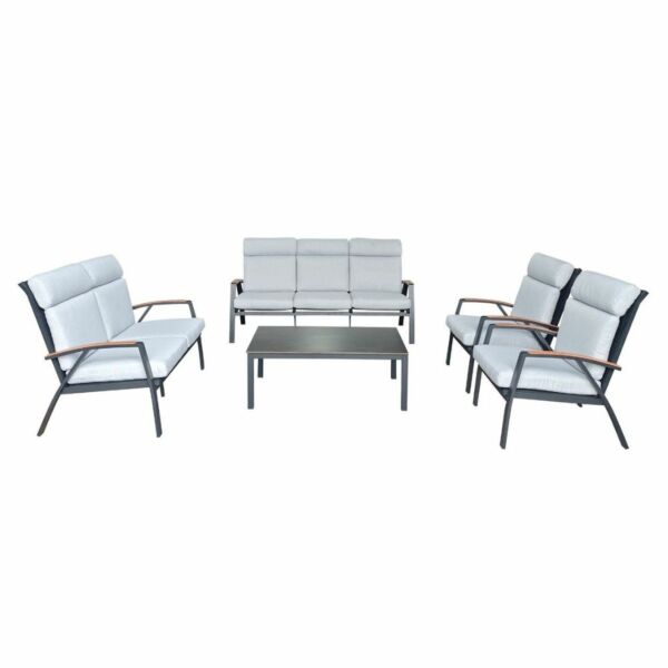 طقم جلسة خارجية المنيوم 7 أشخاص سيلي - اسود ورمادي