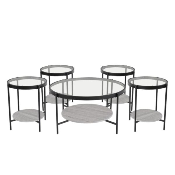 طقم طاولة قهوة 5 قطع لامار - رمادي
