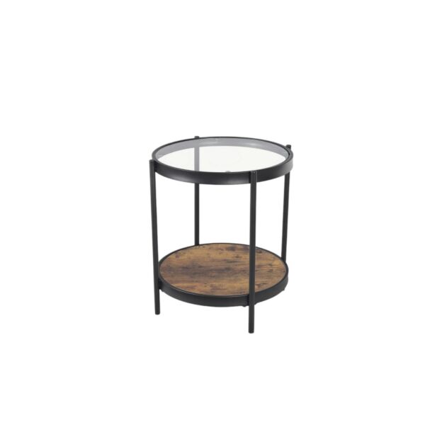 طقم طاولة جانبية بطابقين سيدرا قطعتين - بني واسود