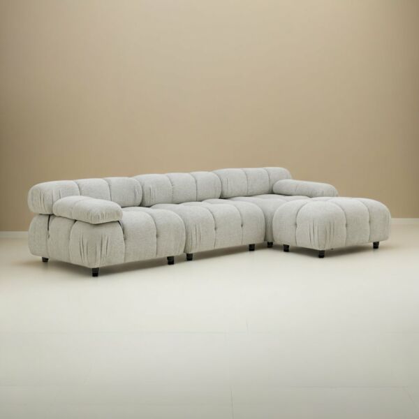 كنب زاوية يمين ويسار بابلز - رمادي فاتح