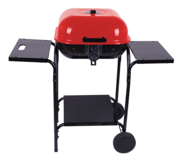 شواية فحم لوجينا مع طاولة وعجلات   احمر واسود