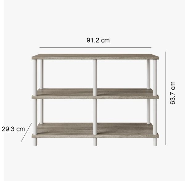 وحدة تنظيم وتخزين 3 رفوف روميل - رمادي خشبي وابيض
