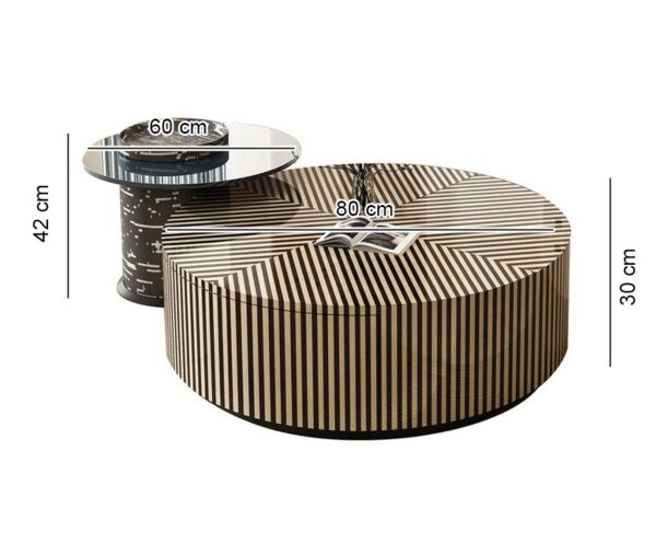 طاولة قهوة قطعتين مارس - اسود وبيج