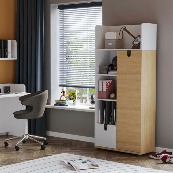 خزانة كتب سولتد - ابيض ومتعدد الالوان