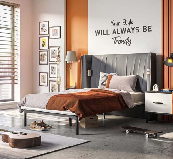 سرير فردي 120x200 سم تريند - ازرق غامق