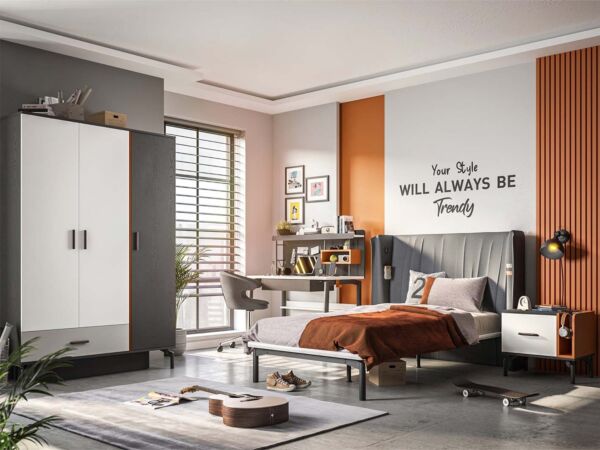 سرير فردي 120x200 سم تريند - ازرق غامق