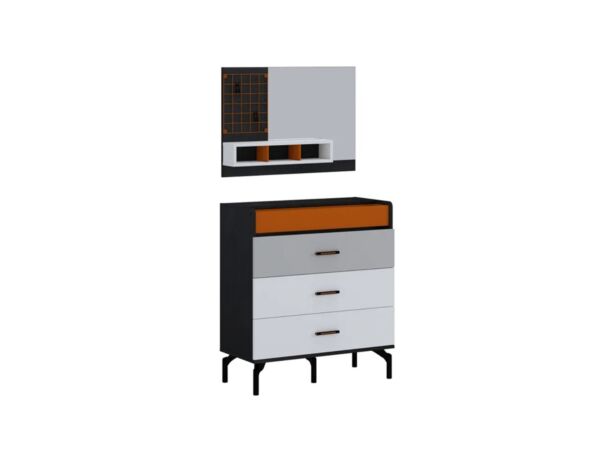 طاولة تزيين مع مرآه تريند - أبيض ومتعدد الالوان