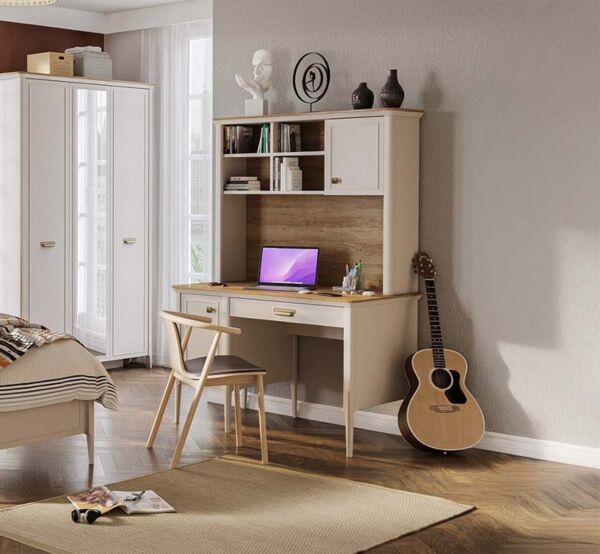 طاولة مكتب مع رف موغلا - كريمي وبني