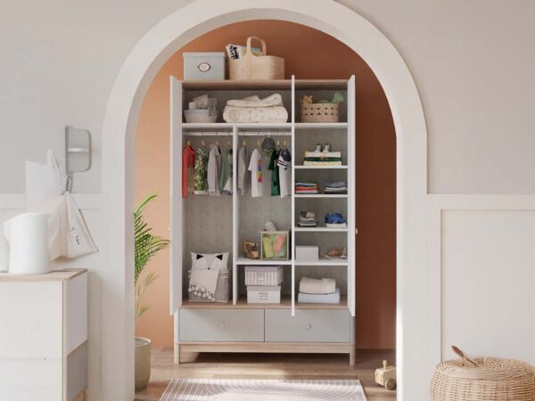 دولاب ملابس 3 أبواب بونو - رمادي