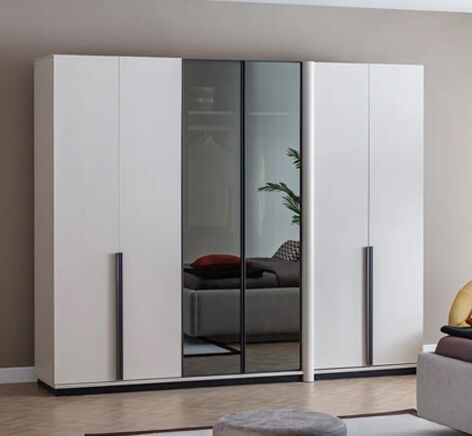 دولاب ملابس بونتي 6 ابواب - أبيض وأسود