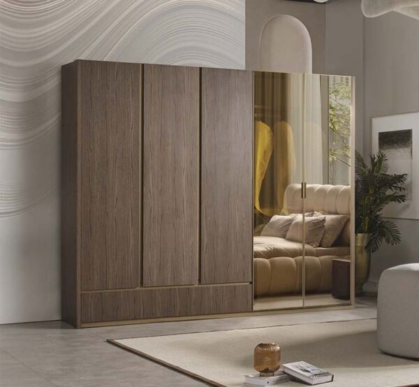 دولاب ملابس 6 أبواب مونا - بني