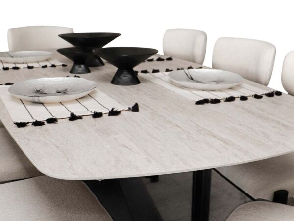 طاولة طعام 8 أشخاص بيلا - اسود و اوف وايت