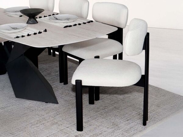 كرسي طعام بيلا - أبيض عاجي واسود