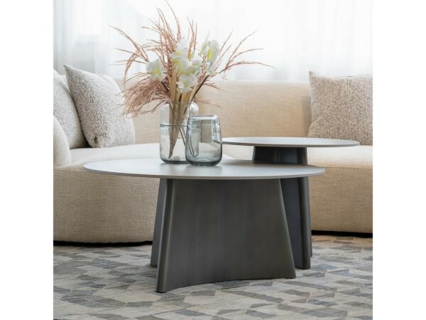 طقم طاولة قهوة بلاتين قطعتين - رمادي 