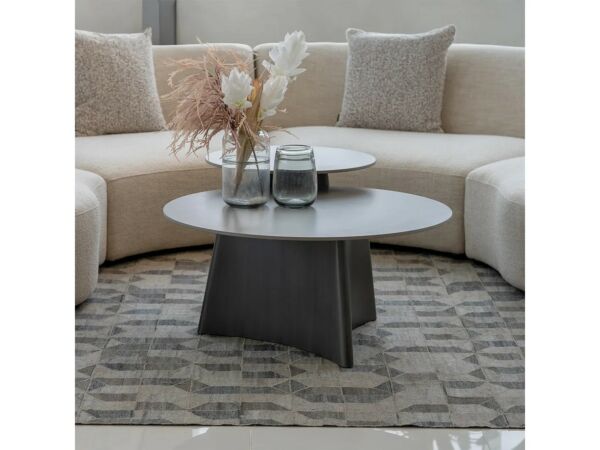 طقم طاولة قهوة بلاتين قطعتين - رمادي 