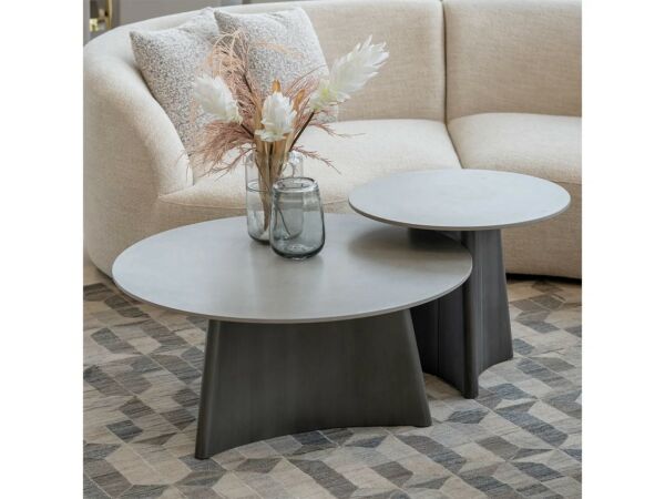 طقم طاولة قهوة بلاتين قطعتين - رمادي 