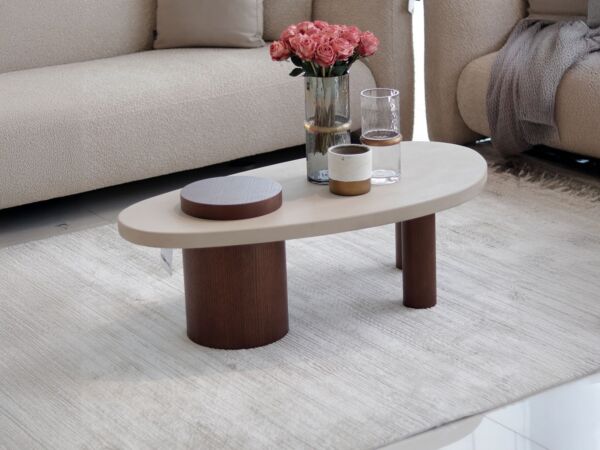 طاولة قهوة لوسيا - بني وبيج
